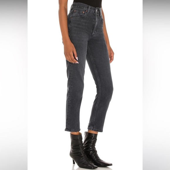 Agolde Riley Black Edit Crop High Straight Leg Jeans Women’s Size 33 - Picture 12 of 12